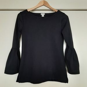 ☀️ J. Crew Bell Sleeve Black Top Sz XXS